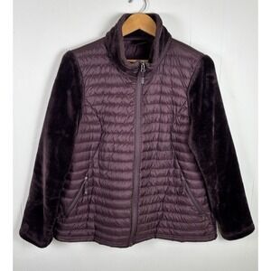 32 Degrees Heat Women's Large Plum Color Fleece Down Puffer Jacket Ultralight